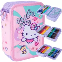 Ilustracja produktu CoolPack Jumper 3 Piórnik Trzykomorowy Z Wyposażeniem Hello Kitty Pink 1 F067025
