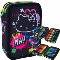 Ilustracja produktu CoolPack Jumper 2 Piórnik Dwukomorowy Z Wyposażeniem Hello Kitty Black Neon F066034