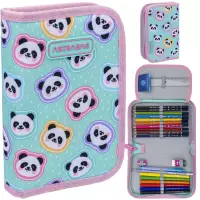 Ilustracja produktu AstraBag Piórnik AC11 Pojedynczy Jednoklapkowy z Wyposażeniem Minty Pandas 503025012