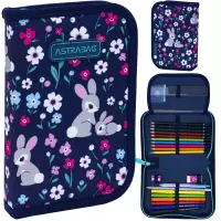 Ilustracja produktu AstraBag Piórnik AC11 Pojedynczy Jednoklapkowy z Wyposażeniem Baby Bunny 503025008