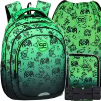 Ilustracja produktu CoolPack Zestaw Szkolny Game Over Gradient Green 3el. Plecak Fast F163969 + Worek F159969 + Piórnik F076969