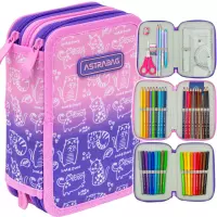 Ilustracja produktu AstraBag Piórnik Trzykomorowy z Wyposażeniem AC31 Kitty 503026008