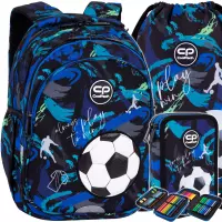 Ilustracja produktu CoolPack Zestaw Szkolny Football Navy 3el. Plecak Jerry F029967 + Worek F159967 + Piórnik F066967