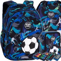Ilustracja produktu CoolPack Zestaw Szkolny Football Navy 3el. Plecak Jerry F029967 + Worek F159967 + Piórnik F067967