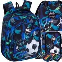Ilustracja produktu CoolPack Zestaw Szkolny Football Navy 3el. Plecak Fast F163967 + Worek F159967 + Piórnik F066967