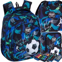 Ilustracja produktu CoolPack Zestaw Szkolny Football Navy 3el. Plecak Fast F163967 + Worek F159967 + Piórnik F067967