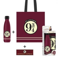 Ilustracja Zestaw Harry Potter Peron 9 3/4: Torba na Zakupy + Butelka 500 ml + Magnes