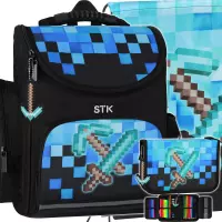Ilustracja produktu Starpak Zestaw Szkolny 3el. Pixel Blue Tornister 552620 + Worek 552613 + Piórnik 552623