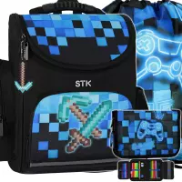 Ilustracja produktu Starpak Zestaw Szkolny 3el. Pixel Blue Tornister 552620 + Worek 552612 + Piórnik 552621