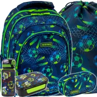 Ilustracja produktu AstraBag Zestaw Szkolny Football 5el. Plecak AB300 502026022 + Worek 507026011 + Piórnik 503026035 + Z17336 + Z18336