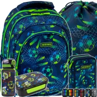 Ilustracja produktu AstraBag Zestaw Szkolny Football 5el. Plecak AB300 502026022 + Worek 507026011 + Piórnik 503026034 + Z17336 + Z18336