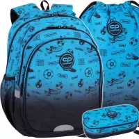 Ilustracja produktu CoolPack Zestaw Szkolny Football 2T Blue 3el. Plecak Jerry F029008 + Worek F159008 + Piórnik F062008