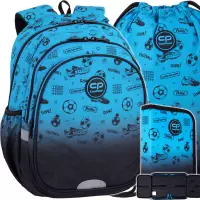 Ilustracja produktu CoolPack Zestaw Szkolny Football 2T Blue 3el. Plecak Jerry F029008 + Worek F159008 + Piórnik F076008