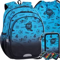 Ilustracja produktu CoolPack Zestaw Szkolny Football 2T Blue 3el. Plecak Jerry F029008 + Worek F159008 + Piórnik F066008