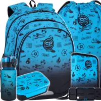 Ilustracja CoolPack Zestaw Szkolny Football 2T Blue 5el. Plecak Jerry F029008 + Worek F159008 + Piórnik F076008 + Z17008 + Z18008