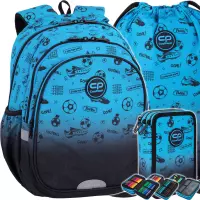 Ilustracja produktu CoolPack Zestaw Szkolny Football 2T Blue 3el. Plecak Jerry F029008 + Worek F159008 + Piórnik F067008