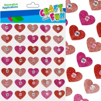 Ilustracja produktu Craft With Fun Ozdoba Dekoracyjna Serduszka Brokatowe Naklejki 501869