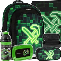 Ilustracja produktu Starpak Zestaw Szkolny 5el. Pixel Green Plecak 533137 + Worek 533139 + Piórnik 533141