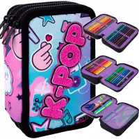 Ilustracja CoolPack Jumper 3 Piórnik Trzykomorowy Z Wyposażeniem K-Pop Rainbow F067037