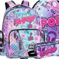 Ilustracja produktu CoolPack Zestaw Szkolny K-Pop Rainbow 3el. Plecak Caro F167037 + Worek F070037 + Piórnik F060037