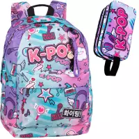 Ilustracja produktu CoolPack Zestaw Szkolny K-Pop Rainbow 2el. Plecak Cross F026037 + Piórnik F060037