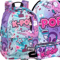 Ilustracja produktu CoolPack Zestaw Szkolny K-Pop Rainbow 3el. Plecak Cross F026037 + Worek F070037 + Piórnik F060037