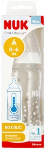 Ilustracja produktu Nuk Butelka Szklana 240ml 0-6m First Choice+ Smoczek Silikonowy M Biała 527904