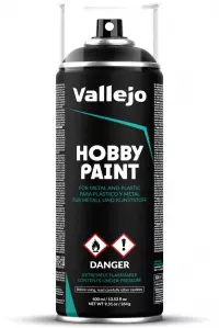 Ilustracja produktu Vallejo: 28.012 - Hobby Paint Spray - Black Primer (400 ml)