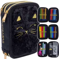 Ilustracja produktu AstraBag Piórnik Trzykomorowy z Wyposażeniem AC31 Fluffy Kitty Black 503025027