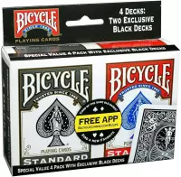 Ilustracja produktu Bicycle: Standard Index 4 Pack - Black and Red