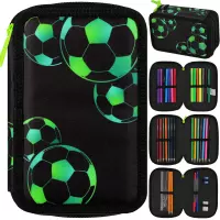 Ilustracja produktu Starpak Piórnik Trzykomorowy z Wyposażeniem Football Green 553119