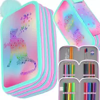 Ilustracja produktu Starpak Piórnik Trzykomorowy z Wyposażeniem Ombre Kitty Doggy 553389