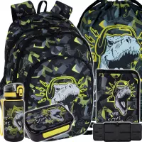 Ilustracja produktu CoolPack Zestaw Szkolny Dinopark 5el. Plecak Prime Pro F162966 + Worek F159966 + Piórnik F076966 + Z17966 + Z18966