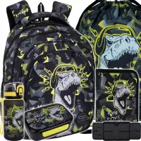Ilustracja produktu CoolPack Zestaw Szkolny Dinopark 5el. Plecak Fast F163966 + Worek F159966 + Piórnik F076966 + Z17966 + Z18966