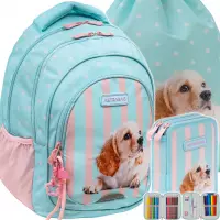Ilustracja produktu AstraBag Zestaw Szkolny Puppy Line 3el. Plecak AB330 502026046 + Worek 507026015 + Piórnik 503026063