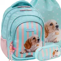 Ilustracja produktu AstraBag Zestaw Szkolny Puppy Line 3el. Plecak AB300 502026047 + Worek 507026015 + Piórnik 503026064