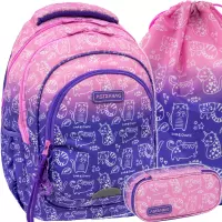 Ilustracja produktu AstraBag Zestaw Szkolny Kitty 3el. Plecak AB330 502026006 + Worek 507026003 + Piórnik 503026010