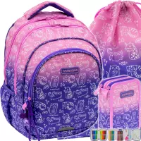 Ilustracja produktu AstraBag Zestaw Szkolny Kitty 3el. Plecak AB300 502026007 + Worek 507026003 + Piórnik 503026008
