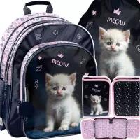 Ilustracja produktu Paso Zestaw Szkolny 3el White Cat Plecak PP26CD-090 + Piórnik PP26CD-P001BW + Worek PP26CD-712