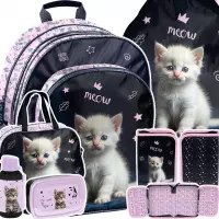 Ilustracja produktu Paso Zestaw Szkolny 6el White Cat Plecak PP26CD-090 + Piórnik PP26CD-P001BW + Worek PP26CD-712 + Torba PP26CD-074