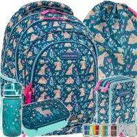 Ilustracja produktu AstraBag Zestaw Szkolny Candy Bunny 5el. Plecak AB330 502026001 + Worek 507026001 + Piórnik 503026002 + Z17962 + Z18962