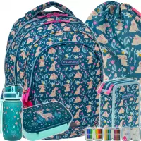 Ilustracja produktu AstraBag Zestaw Szkolny Candy Bunny 5el. Plecak AB300 502026002 + Worek 507026001 + Piórnik 503026002 + Z17962 + Z18962