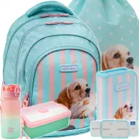 Ilustracja produktu AstraBag Zestaw Szkolny Puppy Line 5el. Plecak AB300 502026047 + Worek 507026015 + Piórnik 503026062 + 55981CP + Z07754
