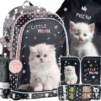 Ilustracja produktu Paso Zestaw Szkolny 3el. Biały Kot Plecak PP25CO-081 + Piórnik PP25CO-P001 + Worek PP25CO-712