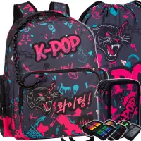 Ilustracja produktu CoolPack Zestaw Szkolny K-Pop Dark 3el. Plecak Caro F167036 + Worek F070036 + Piórnik F067036