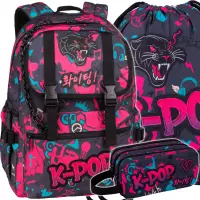Ilustracja produktu CoolPack Zestaw Szkolny K-Pop Dark 3el. Plecak Rumi F166036 + Worek F070036 + Piórnik F060036