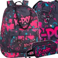Ilustracja produktu CoolPack Zestaw Szkolny K-Pop Dark 3el. Plecak Cross F026036 + Worek F070036 + Piórnik F060036