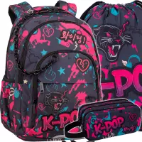 Ilustracja produktu CoolPack Zestaw Szkolny K-Pop Dark 3el. Plecak Basic Plus F003036 + Worek F070036 + Piórnik F060036