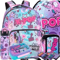 Ilustracja produktu CoolPack Zestaw Szkolny K-Pop Rainbow 5el. Plecak Caro F167037 + Worek F070037 + Piórnik F067037 + 27478CP + 27928CP