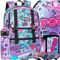 Ilustracja produktu CoolPack Zestaw Szkolny K-Pop Rainbow 5el. Plecak Rumi F166037 + Worek F070037 + Piórnik F067037 + 27478CP + 27928CP
